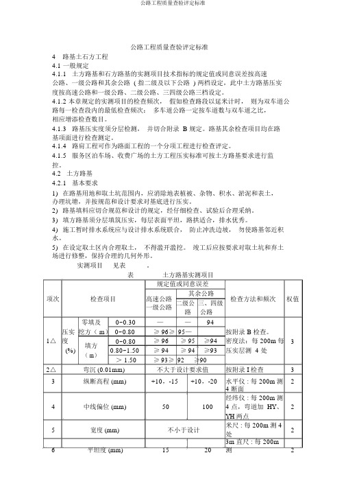 公路工程质量检验评定标准