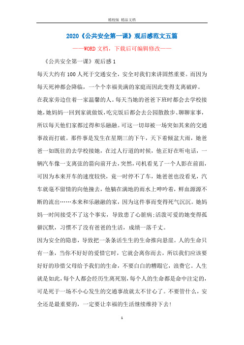 2020《公共安全第一课》观后感范文五篇