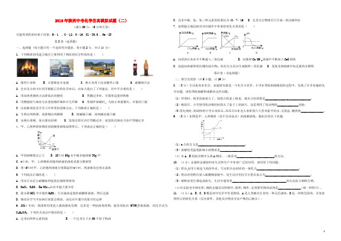 陕西省2016年中考化学仿真模拟试题(二)(无答案)