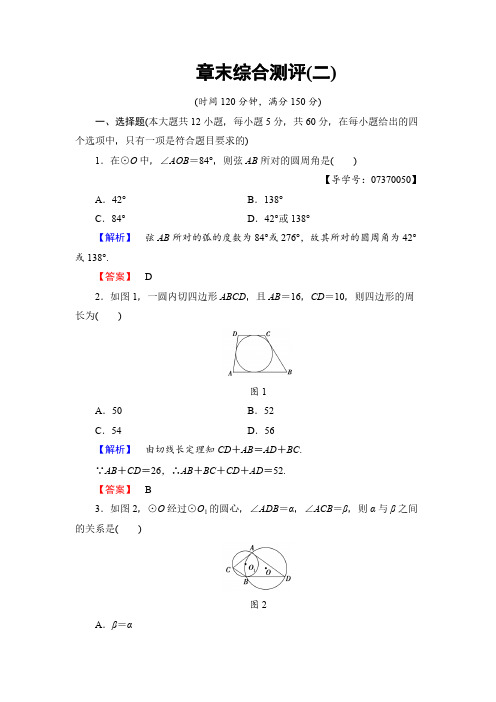 高中数学人教A版选修4-1章末综合测评2 pdf版含解析