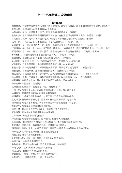 七至九年级成语解释