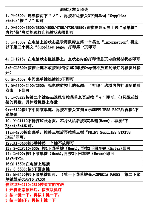 状态页打印方法