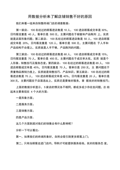 学会用数据分析来了解店铺销售不好的原因
