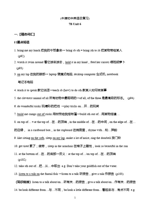 牛津英语 7B unit6知识点