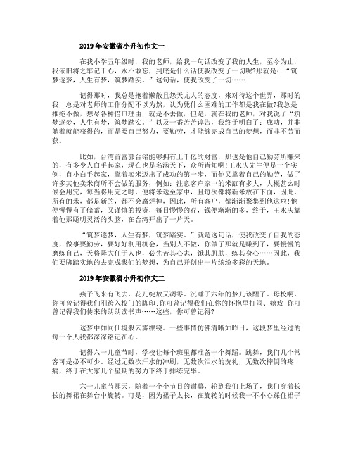 2019年安徽省小升初作文