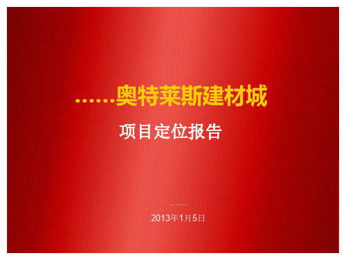 2013年新疆奥特莱斯建材城专业市场项目定位报告_75p_前期策划----------xxx