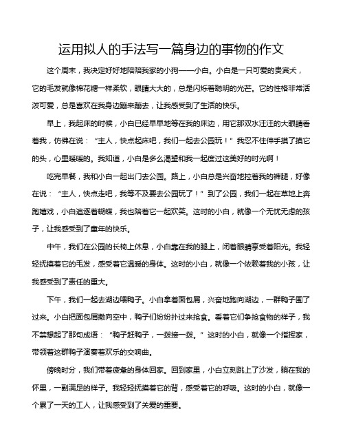 运用拟人的手法写一篇身边的事物的作文
