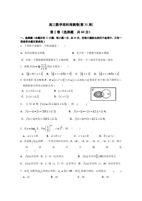 吉林省东北师范大学附属中学2015届高三数学(理科)第一轮高考总复习阶段测试卷(第31周)