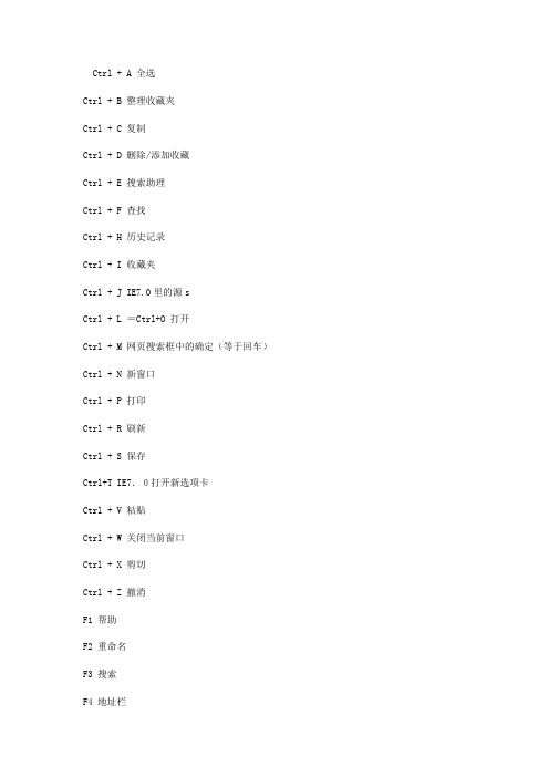 键盘快捷键大全,想学的看看。看看学会了,你就是电脑高手啦