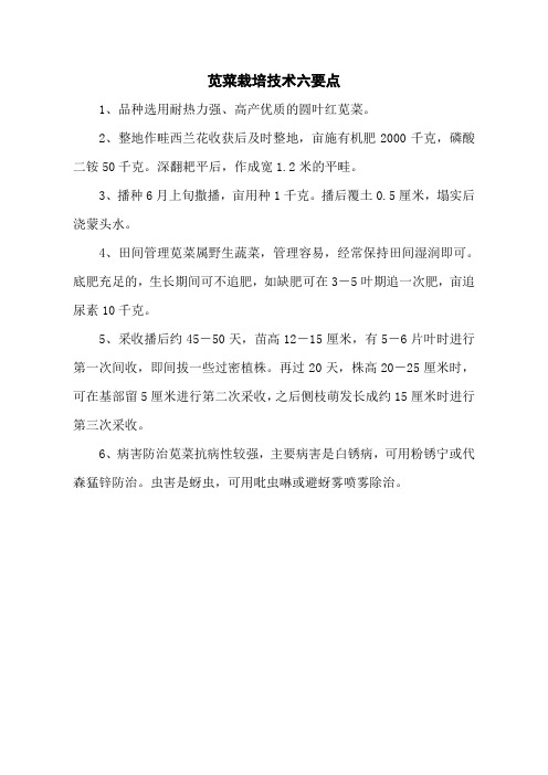 苋菜栽培技术六要点