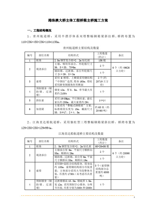 港珠澳大桥主体工程桥梁主桥施工方案
