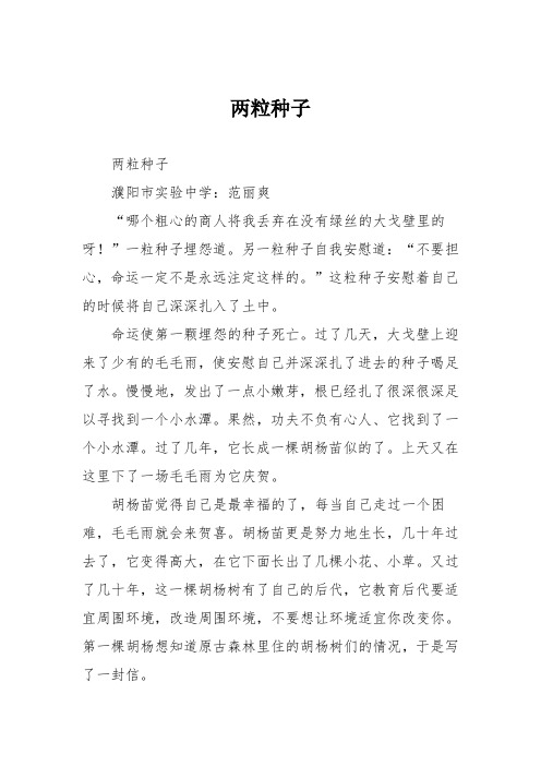 初中议论文作文：两粒种子