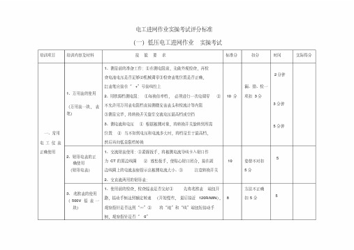 电工进网作业实操考试评分标准(一)低压电工进网作业实操考试