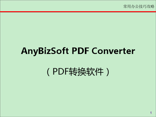 AnyBizSoft PDF Converter(PDF转换软件)使用技巧攻略