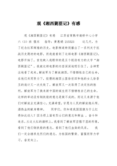 小学议论文作文：观《湘西剿匪记》有感8