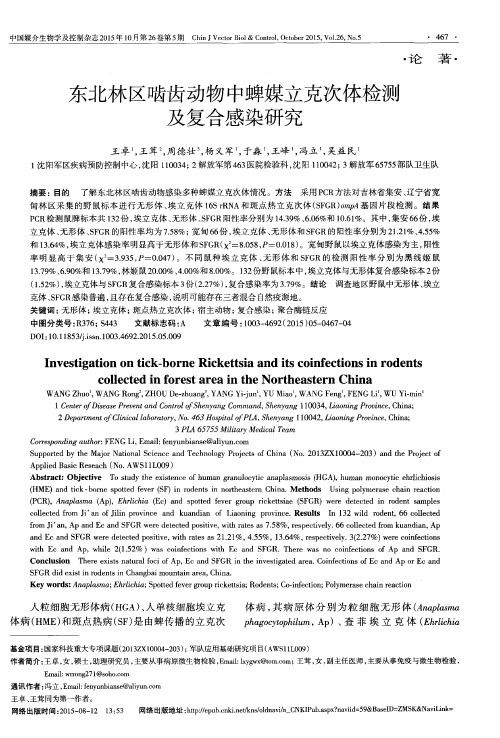 东北林区啮齿动物中蜱媒立克次体检测及复合感染研究