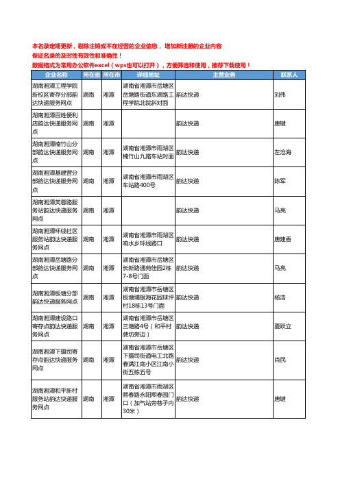2020新版湖南省湘潭韵达快递工商企业公司名录名单黄页联系方式大全38家