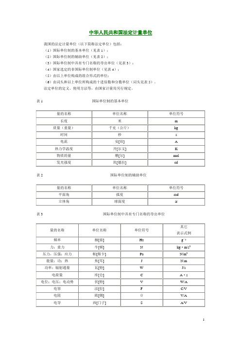 中华人民共和国法定计量单位