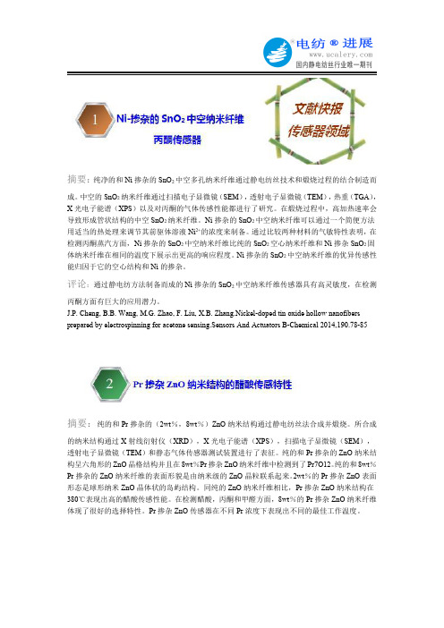 静电纺丝传感器领域应用实例