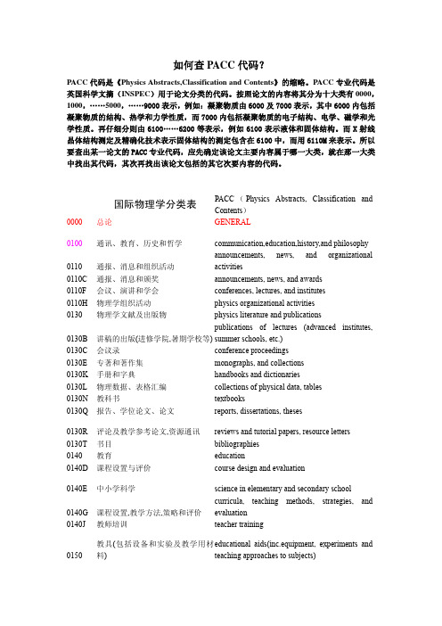 PACC_国际物理学分类表_