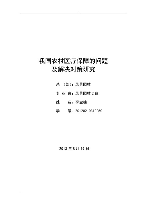 我国农村医疗保障的问题及解决对策研究论文