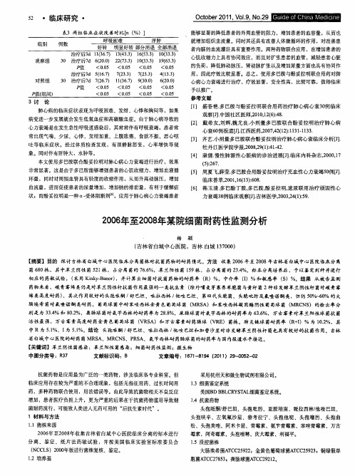2006年至2008年某院细菌耐药性监测分析