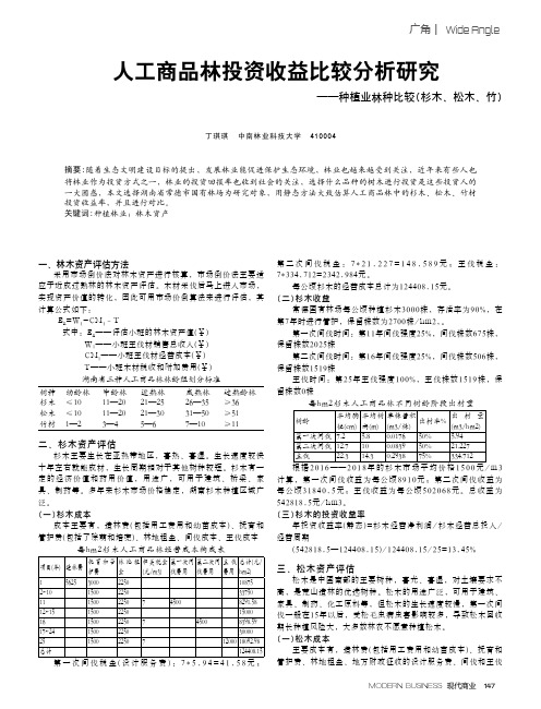 人工商品林投资收益比较分析研究——种植业林种比较(杉木、松木、竹)