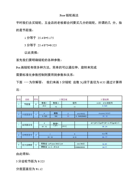 最全proE链轮画法