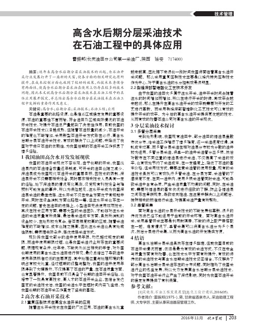 高含水后期分层采油技术在石油工程中的具体应用