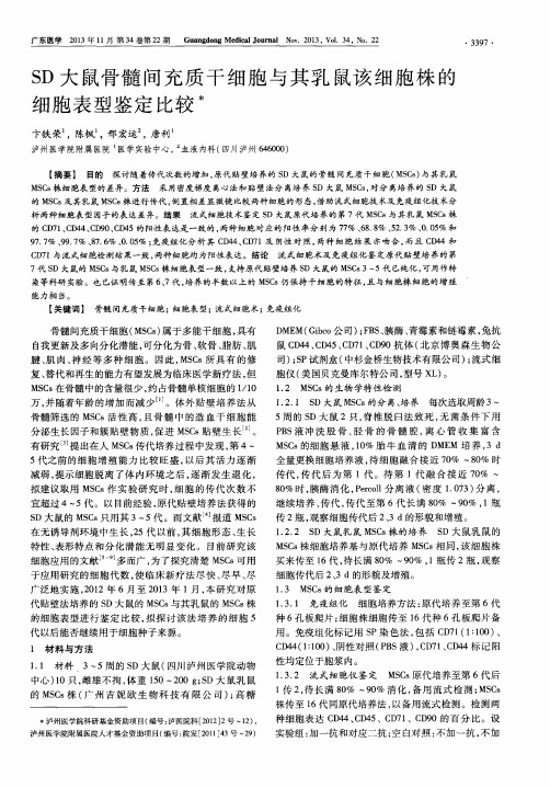 SD大鼠骨髓间充质干细胞与其乳鼠该细胞株的细胞表型鉴定比较