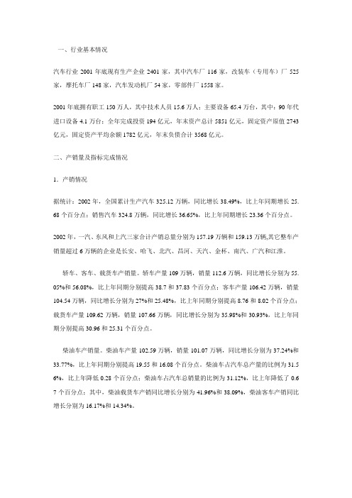 汽车行业形势及2003年发展分析