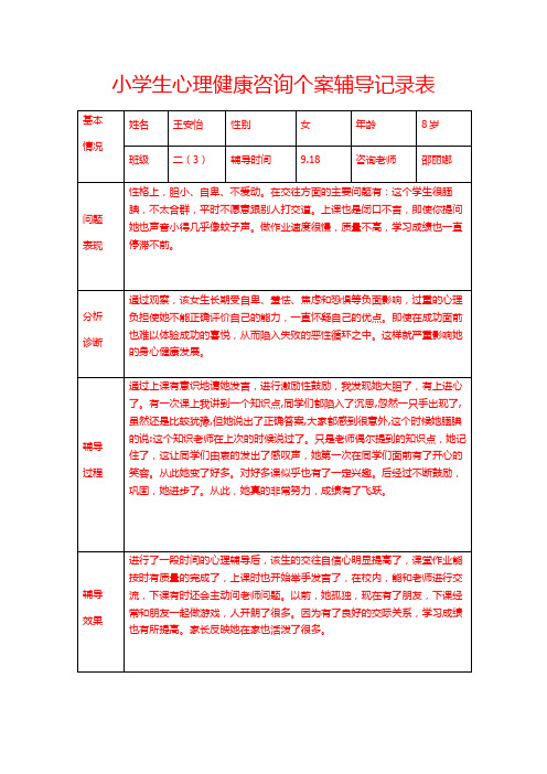 2015.9心理咨询记录