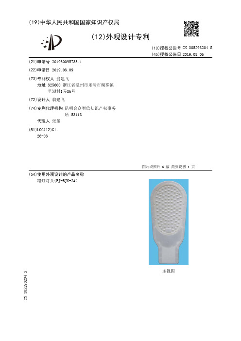 【CN305293204S】路灯灯头(PJBJS2A【专利】