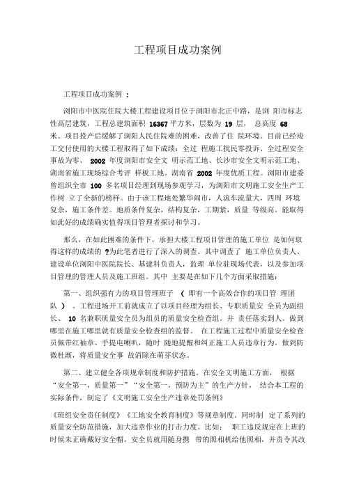工程项目成功案例