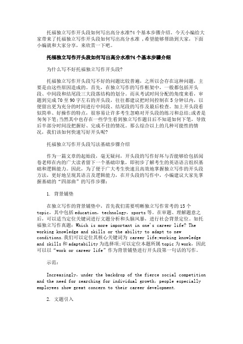 托福独立写作开头段如何写出高分水准