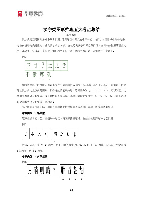 汉字类图形推理五大考点总结