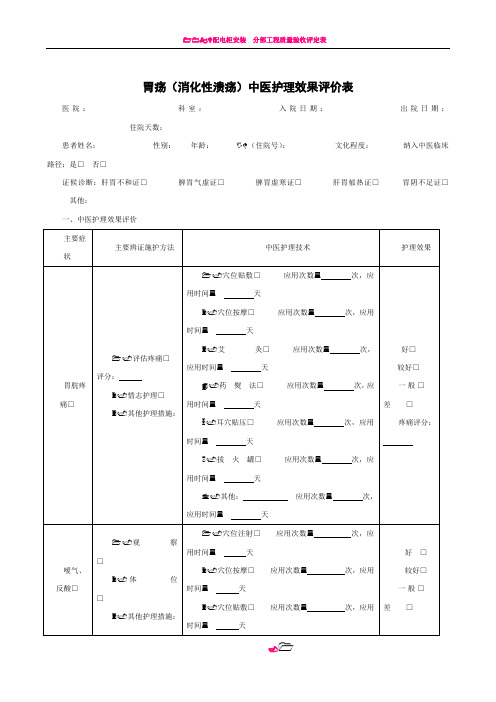 19个病种中医护理方案评价表