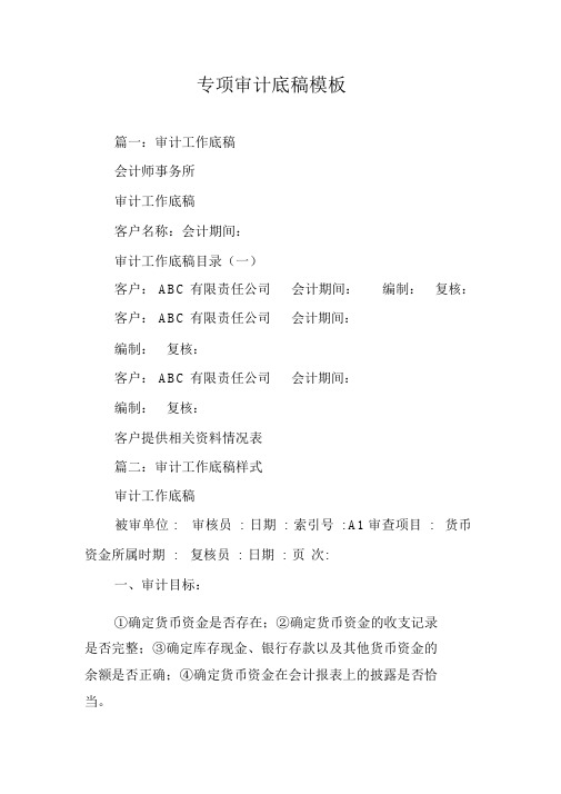 专项审计底稿模板.doc