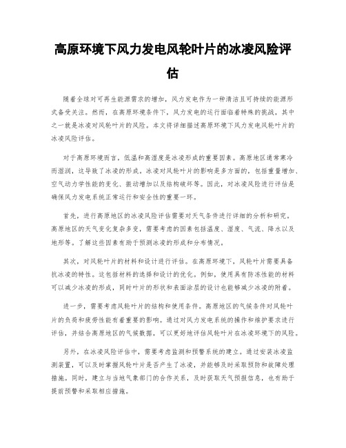 高原环境下风力发电风轮叶片的冰凌风险评估