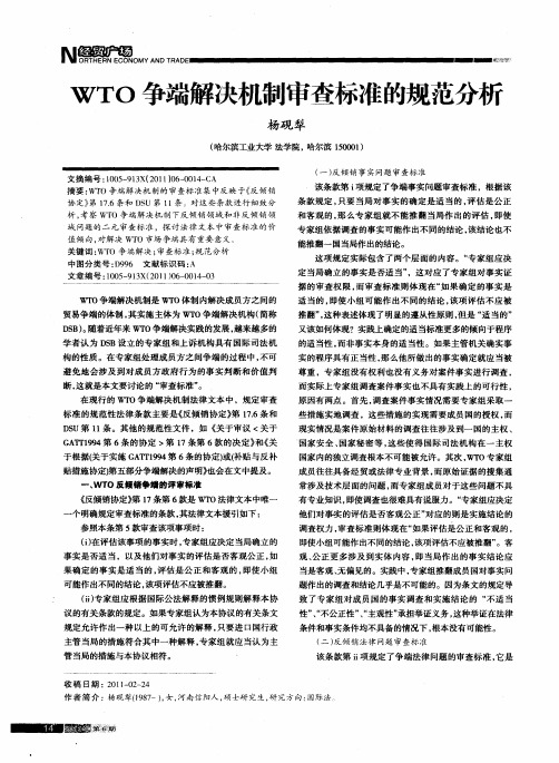 WTO争端解决机制审查标准的规范分析