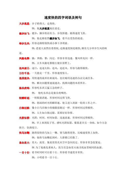 速度快的四字词语