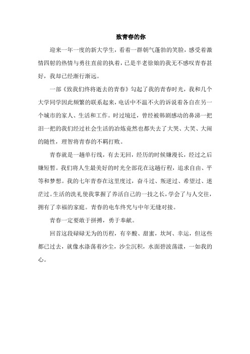 致青春的你