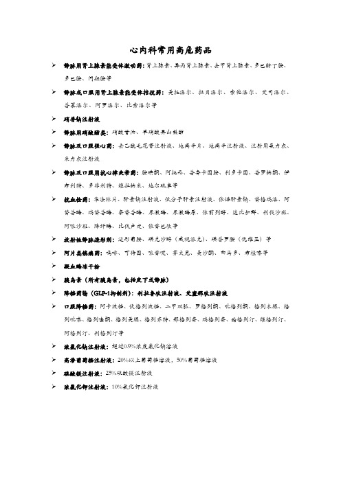 高危心血管疾病药品