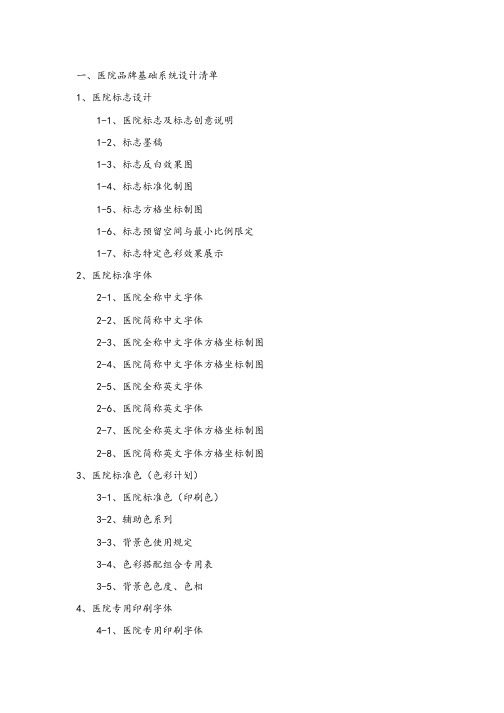 医院VI设计项目清单