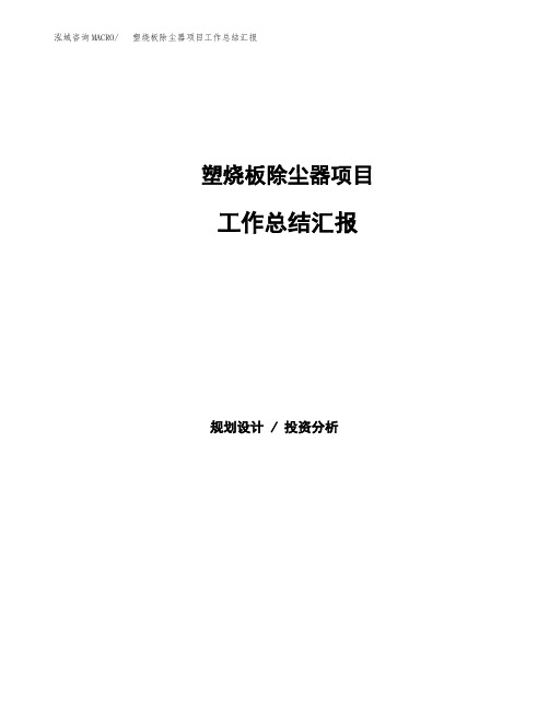 塑烧板除尘器项目工作总结汇报