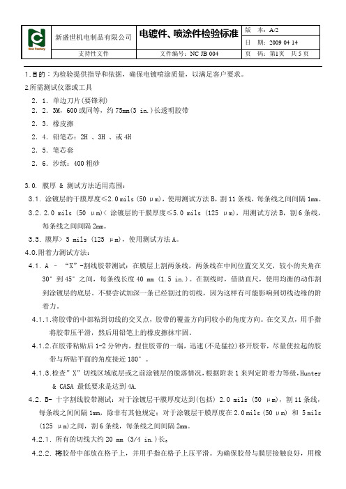 电镀表面检测方法
