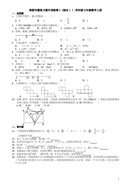 寒假专题复习提升训练卷9(综合2 )-苏科版七年级数学上册(机构)
