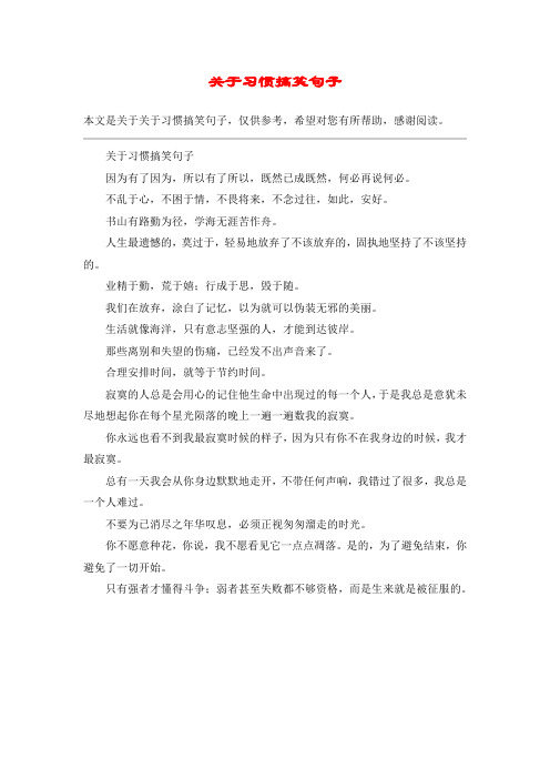 关于习惯搞笑句子