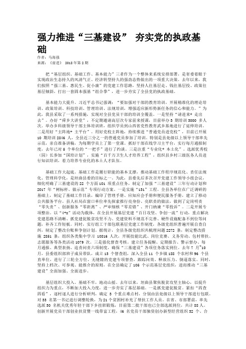 强力推进“三基建设” 夯实党的执政基础