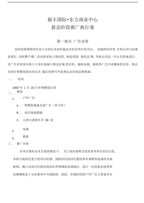银丰国际东方商业中心阶段推广执行案